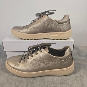 ECCO Golf Tray Hybrid Metallic Leather Shoes Womens 39 US 8-8.5 Bronze